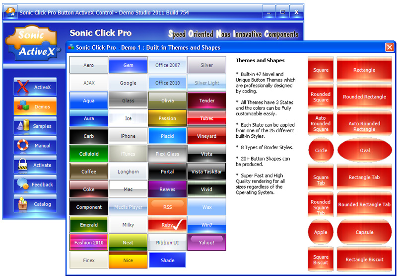 Sonic Click Pro Button ActiveX Control screen shot