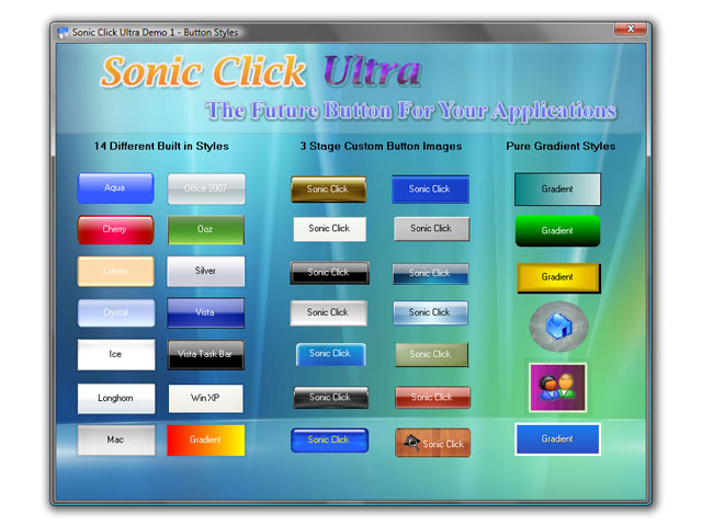 Sonic Click Ultra Demo 1 - Button Styles