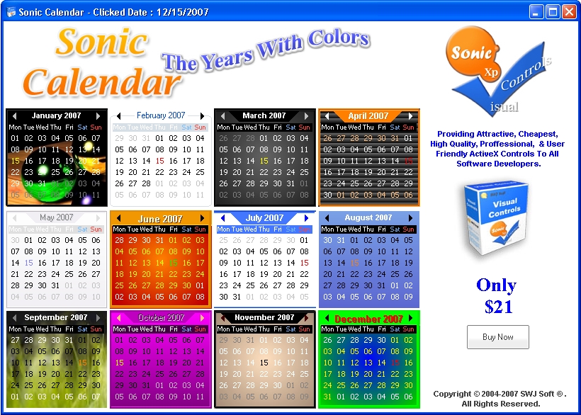 Sonic Calendar - Screen Shot